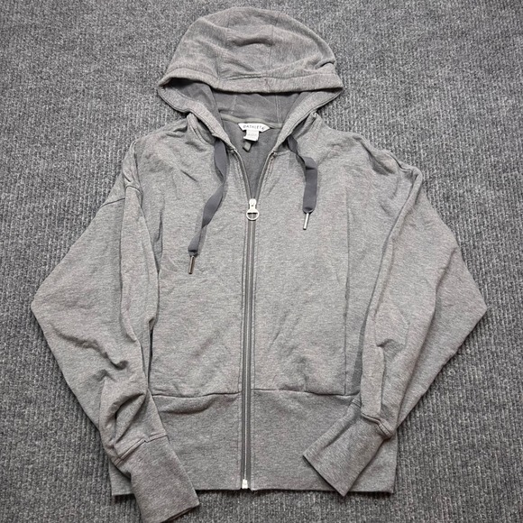 Athleta Tops - Athleta Balance Luxe Full Zip Hoodie Grey Heathered Sweatshirt XS crop pleated